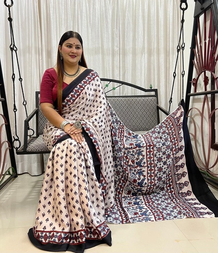 [SAMLK5450] Ajrakh Modal Silk Sarees 4243