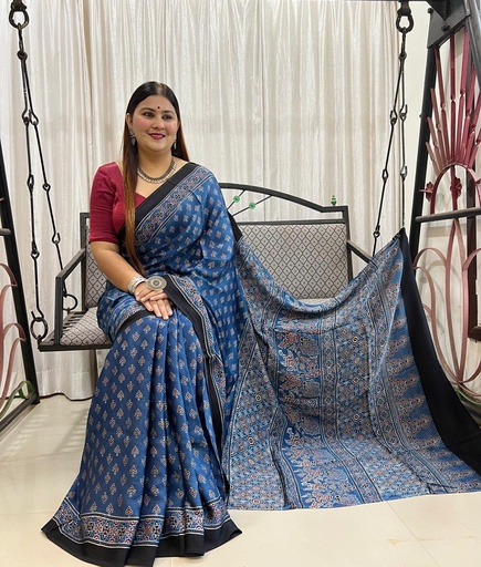 [SAMLK5450] Ajrakh Modal Silk Sarees 4243