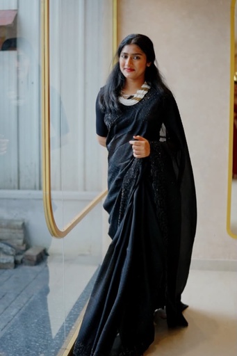 [SAHS8650] Crepe Organza Saree 5018