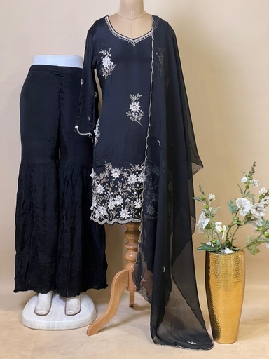 Designer Organza Kurti Sets 5046 Black