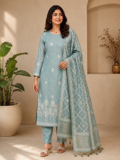 Premium Chanderi Silk Kurti Sets 5046