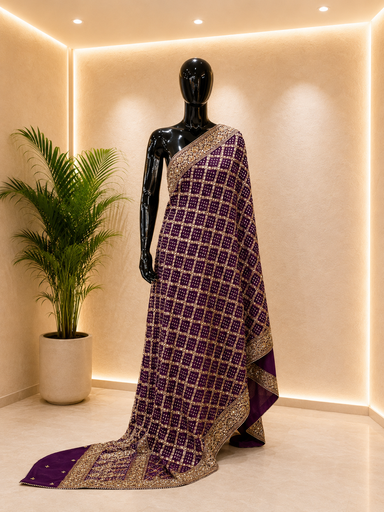 [DUAS22500] Khaddi Georgette Bandhani Dupatta 4781