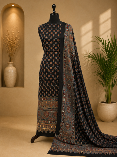 [SUMLK4650] Ajrakh Modal Top and Dupatta Sets 5012