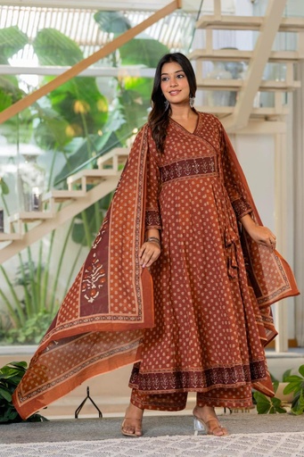 Angrakha Cotton Kurti Sets 5043