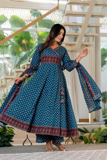 Angrakha Cotton Kurti Sets 5043