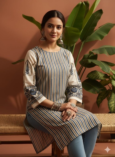 Ajrakh Cotton Kurtis 5055