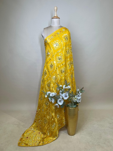 [DUAS3950]  Bandhej Silk Dupatta 4781