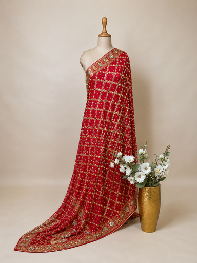 [DUAS3950]  Bandhej Silk Dupatta 4781