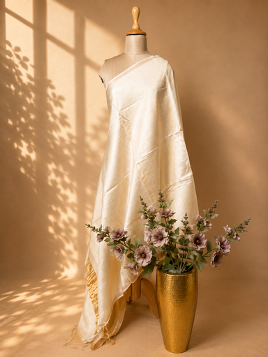 [DUAS2150] Tusser silk Dupatta 4781 Cream