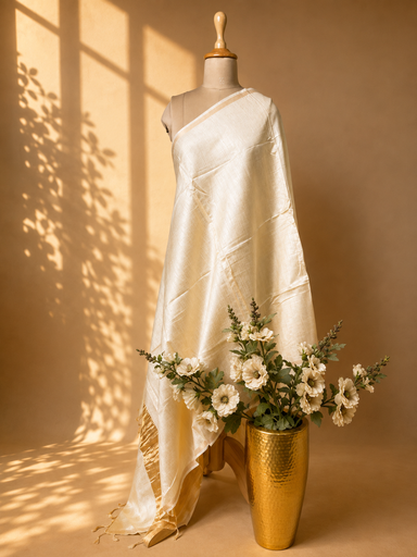 [DUAS2150] Tusser silk Dupatta 4781 Offwhite