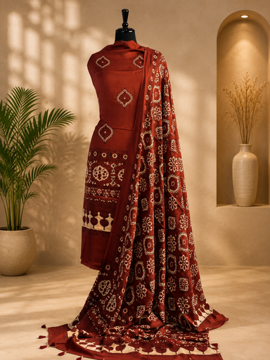 [SUVD4750] Ajrakh Modal Top and Dupatta Sets 5012