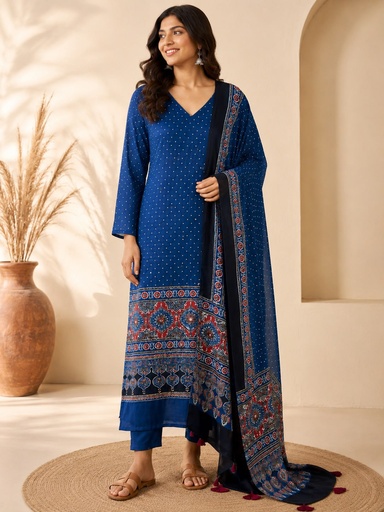 [KUKD22500] Designer Ajrakh Modal Kurti Sets 5030