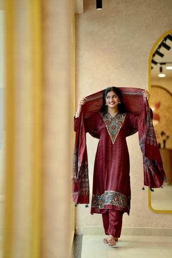 [KUKD22500] Designer Ajrakh Modal Kurti Sets 5030 