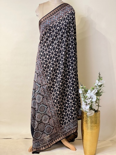[DURZ2950] Ajrakh Chanderi Silk Dupatta 5017 