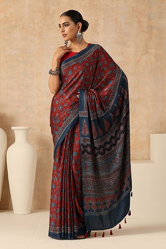 [SAKMS11250] Premium Ajrakh Modal Silk Sarees 4243