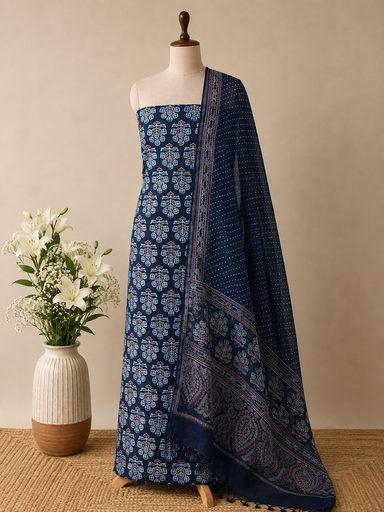 [SUMT3650] Kota Dupatta Ajrakh Suit 5025