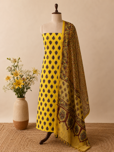 [SUMT3650] Kota Dupatta Ajrakh Suit 5025