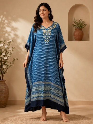 [KAKMS5250] Premium Ajrakh Silk Kaftans 4801