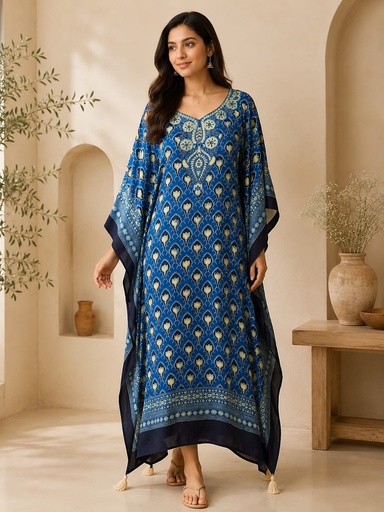 [KAKMS5250] Premium Ajrakh Silk Kaftans 4801