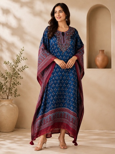 [KAKMS5250] Premium Ajrakh Silk Kaftans 4801