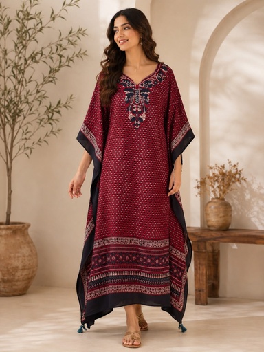 [KAKMS5250] Premium Ajrakh Silk Kaftans 4801