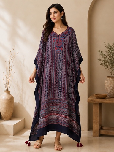 [KAKMS5250] Premium Ajrakh Silk Kaftans 4801