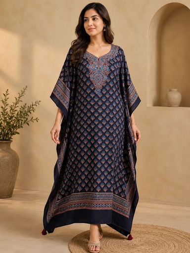 [KAKMS5250] Premium Ajrakh Silk Kaftans 4801