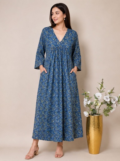 Ajrakh Cotton Aline Kurti 5028