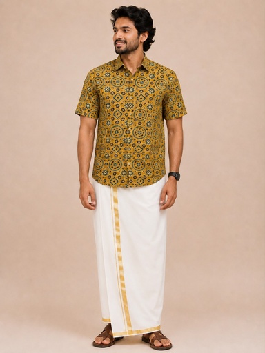 [SHVL1950] Ajrakh Cotton Mens Shirt 5049
