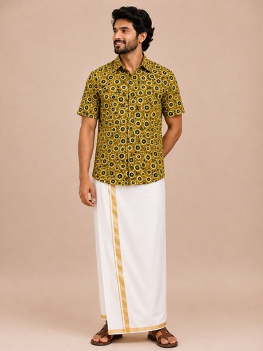 [SHVL1950] Ajrakh Cotton Mens Shirt 5049