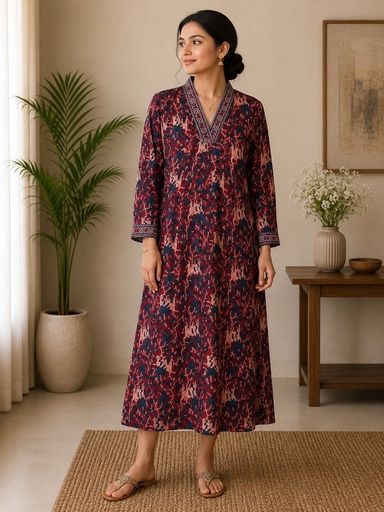 Ajrakh Rayon Kurti 5029