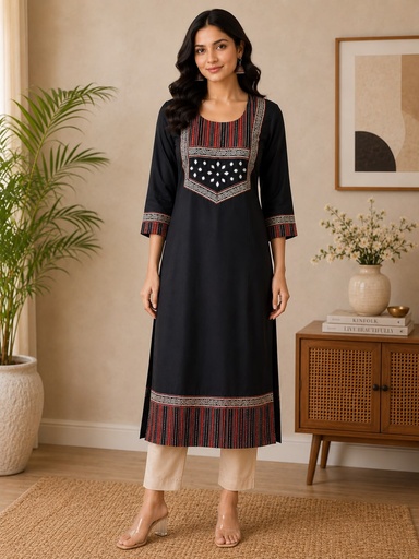 Ajrakh Mashru Silk Kurti 5053