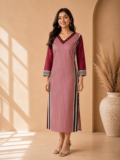 Ajrakh Mashru Silk Kurti 5053