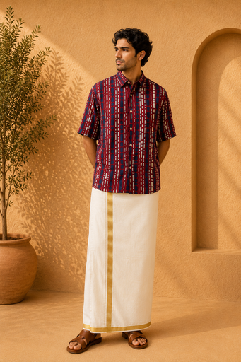 Ajrakh Modal Mens Shirt 5049