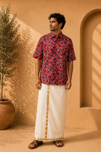 Ajrakh Modal Mens Shirt 5049