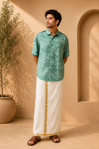Batik Printed Modal Mens Shirt 5049
