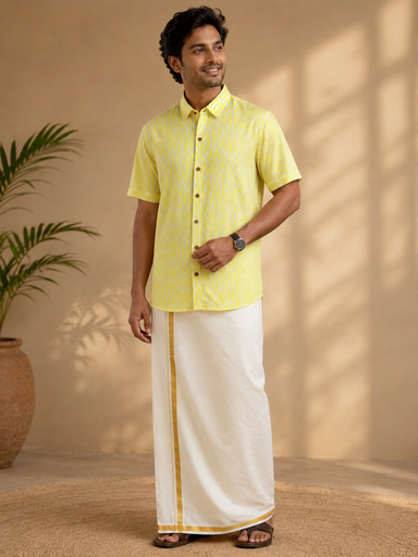 Batik Printed Modal Mens Shirt 5049