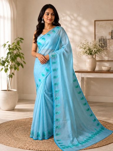 [SABA3950] Khadi Tissue Sarees 5012