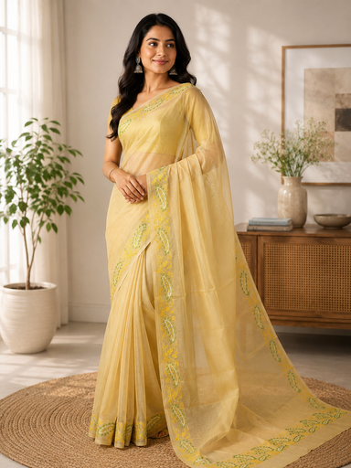 [SABA3950] Khadi Tissue Sarees 5012