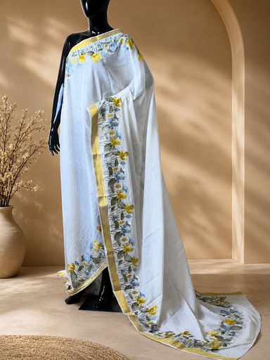 [SABA7150] Embroidered Mul Cotton Sarees 5019