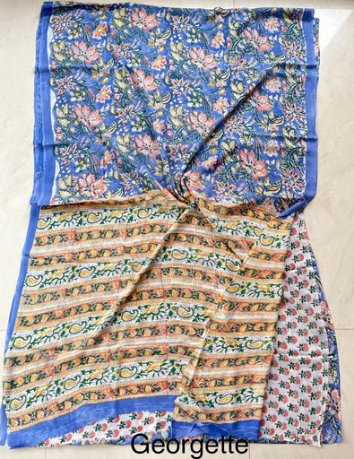[SASH3650] Block Printed Georgette Sarees 5014