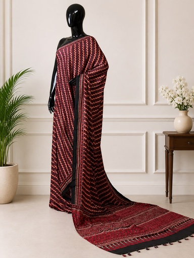 [SABF9750] Handwork Ajrakh Modal Silk Sarees 5036