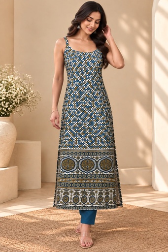 Ajrakh Mashru Silk Kurtis 5016