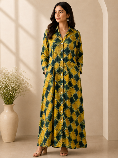 [KUVK4650] Ajrakh Modal Kaftan Style Dress 4803