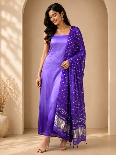 [SUMT4950] Plain Modal Suits with Bandhani Dupatta 5013
