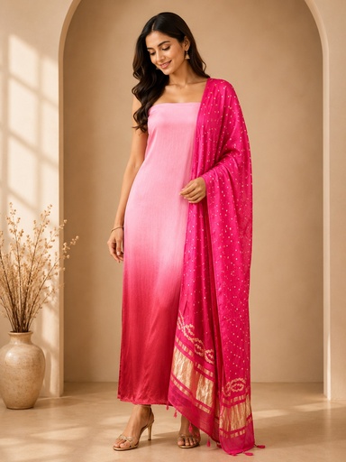 [SUMT4950] Plain Modal Suits with Bandhani Dupatta 5013