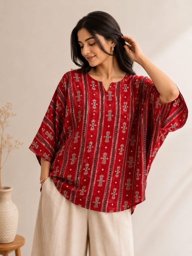 [KURH2350] Ajrakh Modal Oversize Kurti 5015